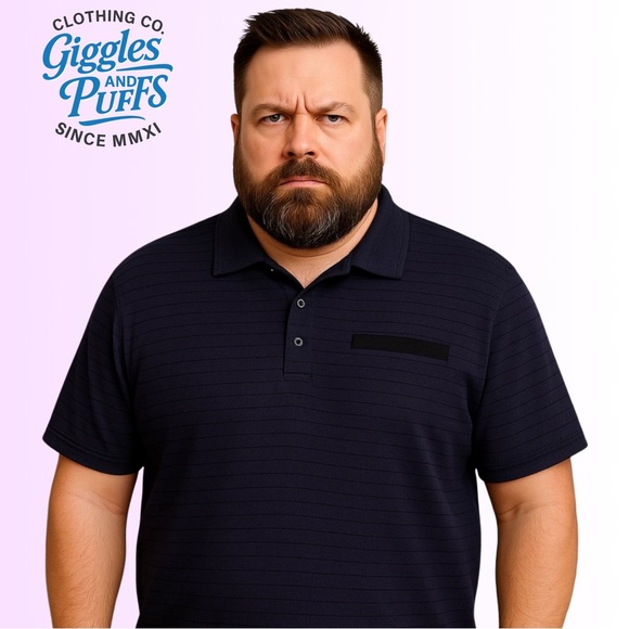 G&P’ Men’s XXL Navy Blue Textured Polo Shirt with Contrast Trim - Picture 10 of 10